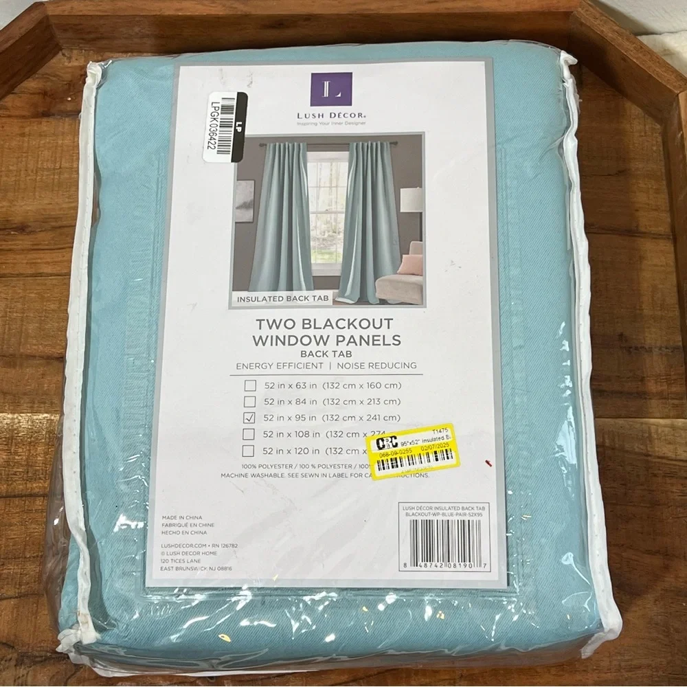 Insulated Back Tab Blackout Window Curtain Panels Set - Lush Décor 52” x 95”